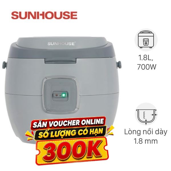 Nồi cơm nắp gài Sunhouse 1.8 lít SHD8663G