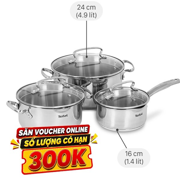 Bộ nồi quánh inox Tefal Duetto Plus G719S674