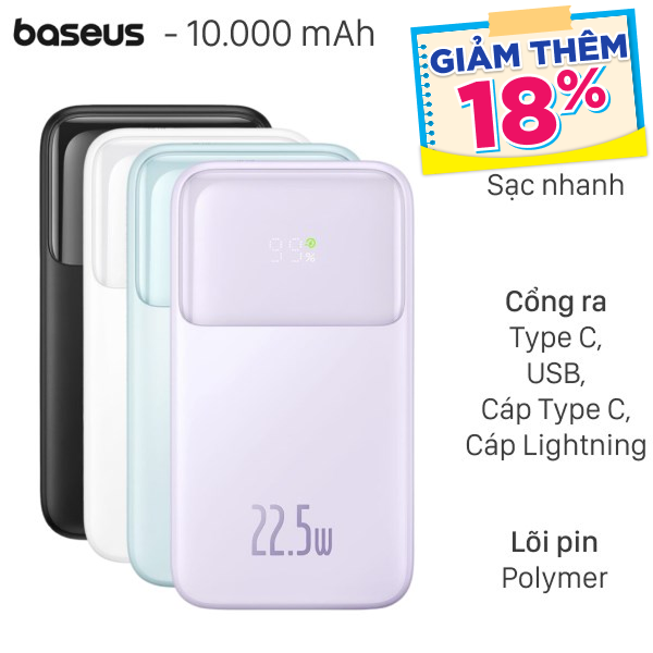 Baseus 22.5W Comet PPMD10 kèm cáp Lightning và Type C