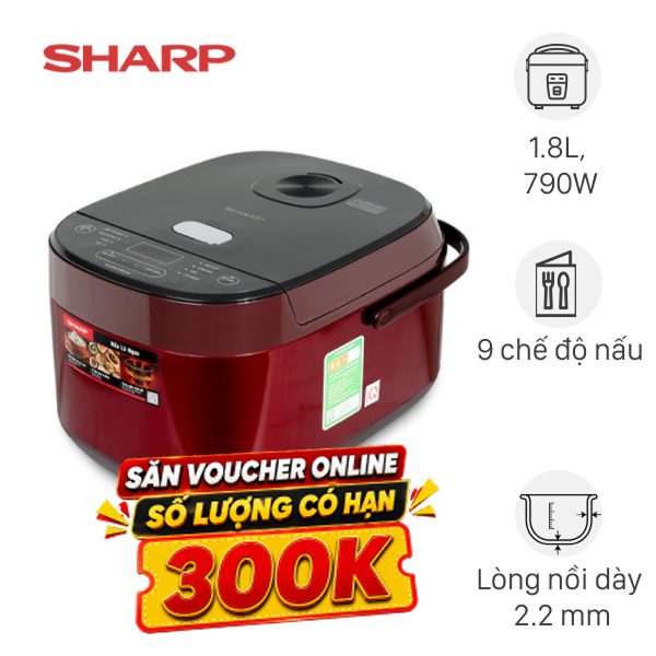 Nồi cơm điện tử Sharp 1.8 lít KS-COM194EV-RD