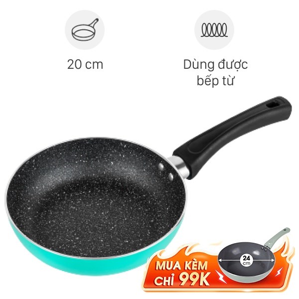 Chảo nhôm chống dính vân đá đáy từ 20 cm Elmich Coloseum EL-5746MN