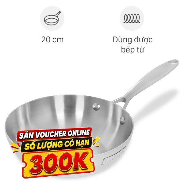 Chảo inox nguyên khối sâu đáy từ 20 cm Elmich Trimax EL-2836IN20