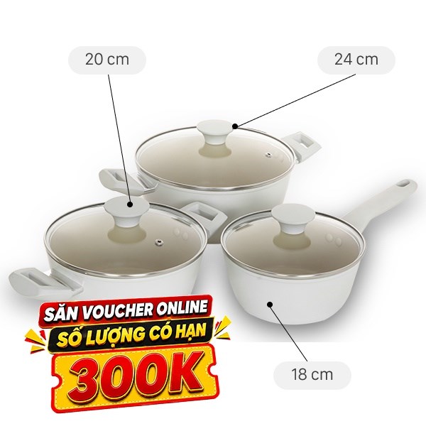Bộ nồi quánh nhôm chống dính Green Cook GCS227-T1