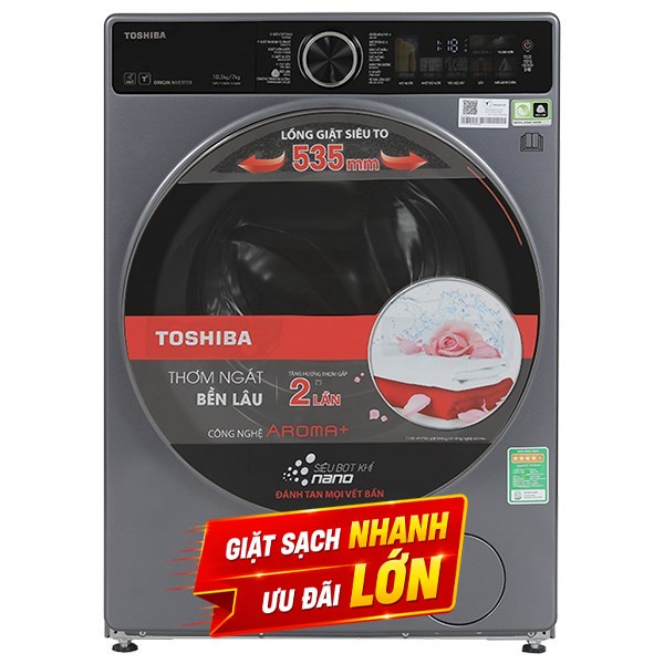 Toshiba Inverter Giặt 10.5 Kg - Sấy 7 Kg TWD-T25BZU115MWV(MG)
