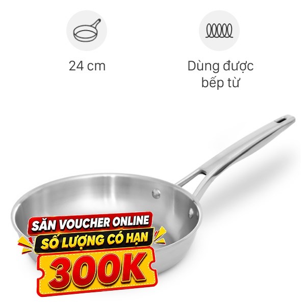 Chảo inox nguyên khối đáy từ Elmich Trimax EL-2838IN24