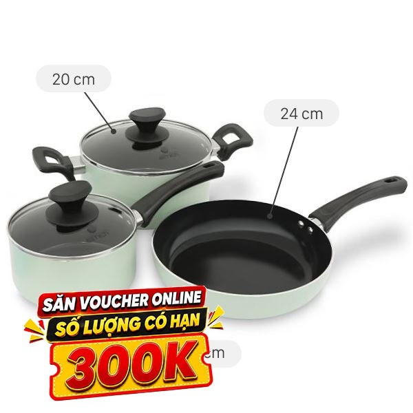 Bộ nồi chảo quánh nhôm chống dính Elmich EL-5212MN