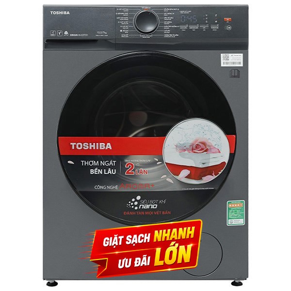 Toshiba Inverter Giặt 10.5 Kg - Sấy 7 Kg TWD-T21BU115UWV(MG)