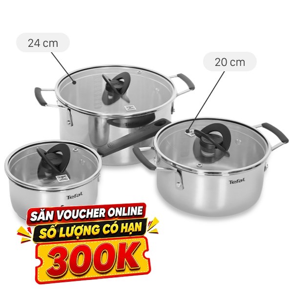 Bộ nồi quánh inox Tefal Optispace G7376S44