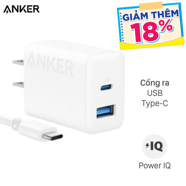 Bộ sạc nhanh 2 cổng Anker B2348 kèm Cáp Type C - Type C