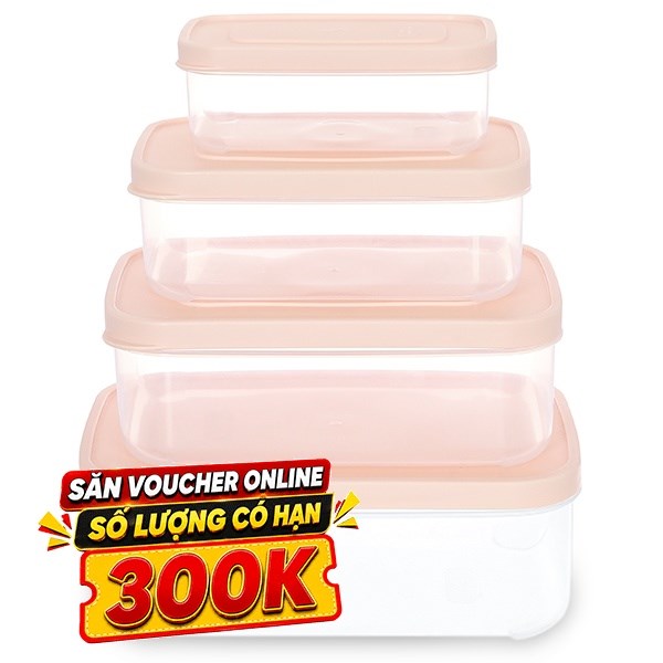 Bộ 4 hộp đựng thực phẩm nhựa Inochi Hokkaido HIN.HOCN.BO11