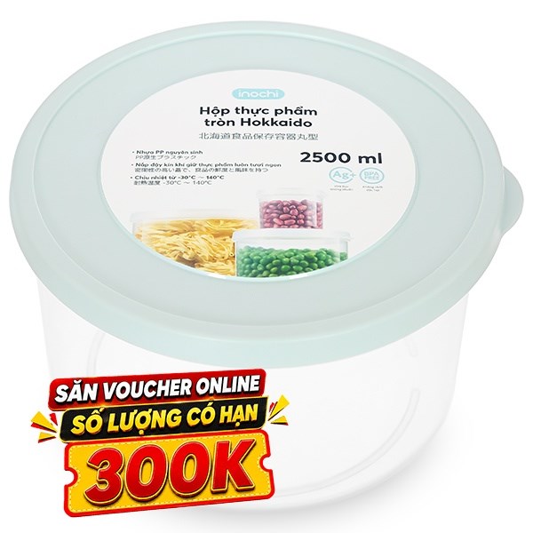 Hộp đựng thực phẩm nhựa Inochi Hokkaido HIN.HOTR.2500
