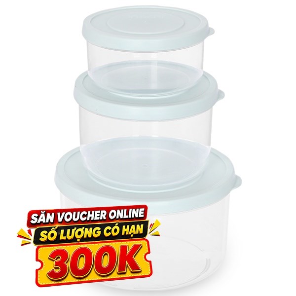 Bộ 3 hộp đựng thực phẩm nhựa Inochi Hokkaido HIN.HOTR.BO02 Xanh mint