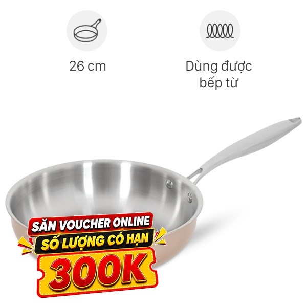 Chảo inox nguyên khối sâu đáy từ Green Cook GCP245-26IH