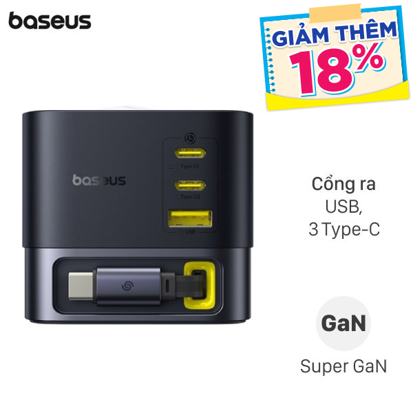Bộ sạc nhanh 4 cổng Baseus CCSPC100CS kèm Cáp Type C - Type C