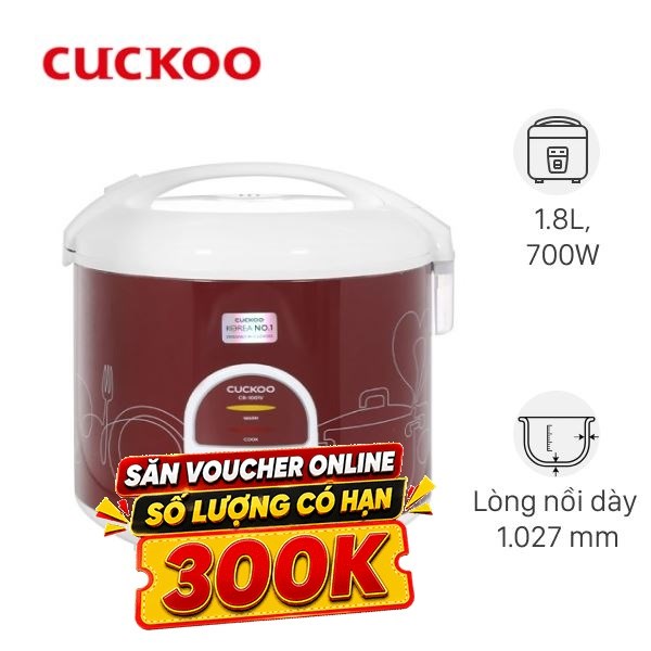 Nồi cơm nắp gài Cuckoo 1.8 lít CR-1001V/RDWHCRVNCV