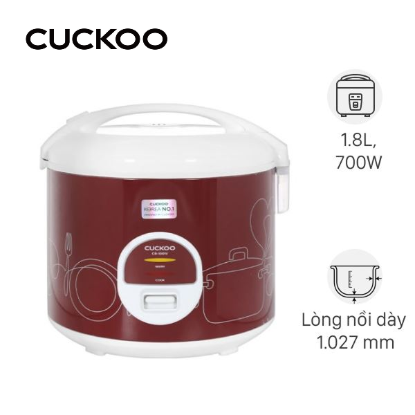 Nồi cơm nắp gài Cuckoo 1.8 lít CR-1001V/RDWHCRVNCV