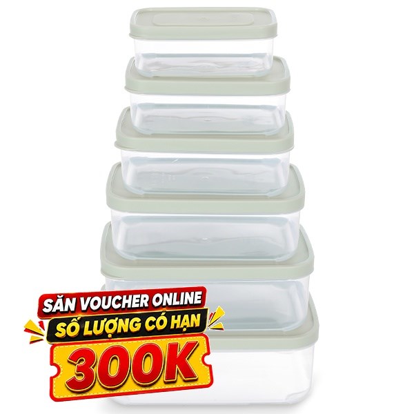 Bộ 6 hộp đựng thực phẩm nhựa Inochi Hokkaido HIN.HOCN.BO03