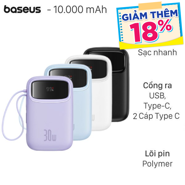 Baseus 30W Qpow 2 PPQD4-10C kèm Cáp Type C