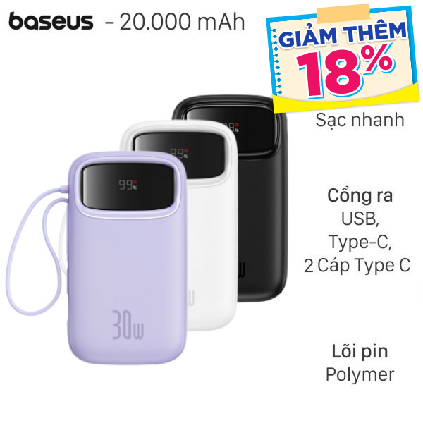 Baseus 30W Qpow 2 PPQD4-20C kèm Cáp Type C