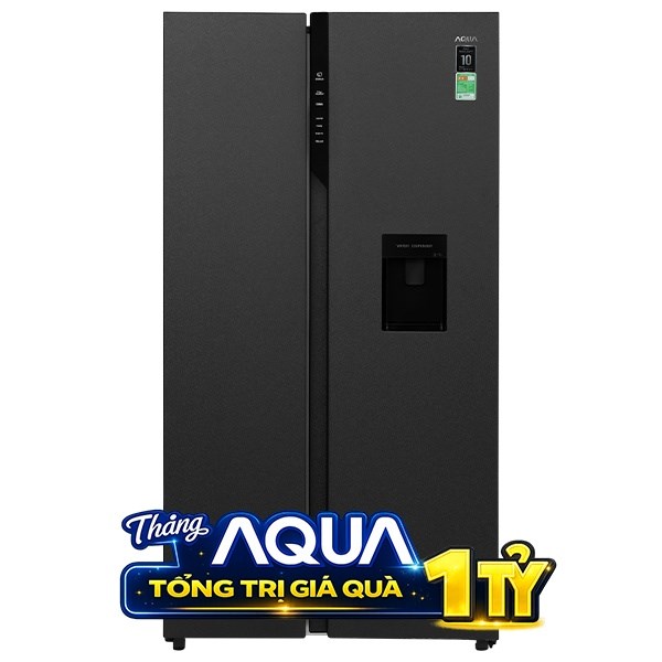 Tủ lạnh Aqua Inverter 550 lít Side By Side AQR-S612XA(WCB)