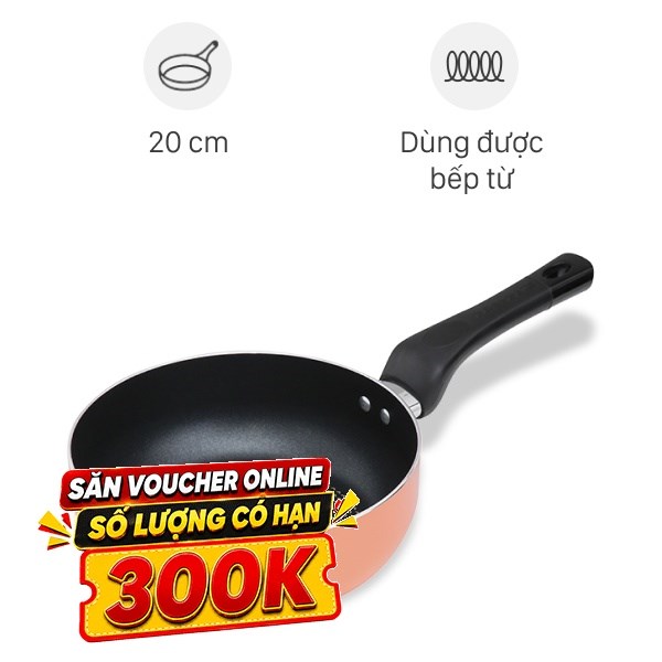 Chảo nhôm sâu chống dính đáy từ Sunhouse SHS20MPT