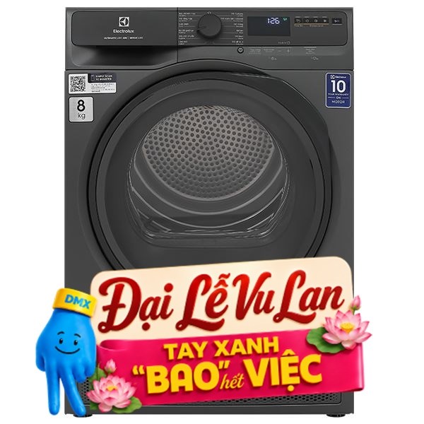 Máy sấy bơm nhiệt Electrolux 8 Kg EDH803J5SC