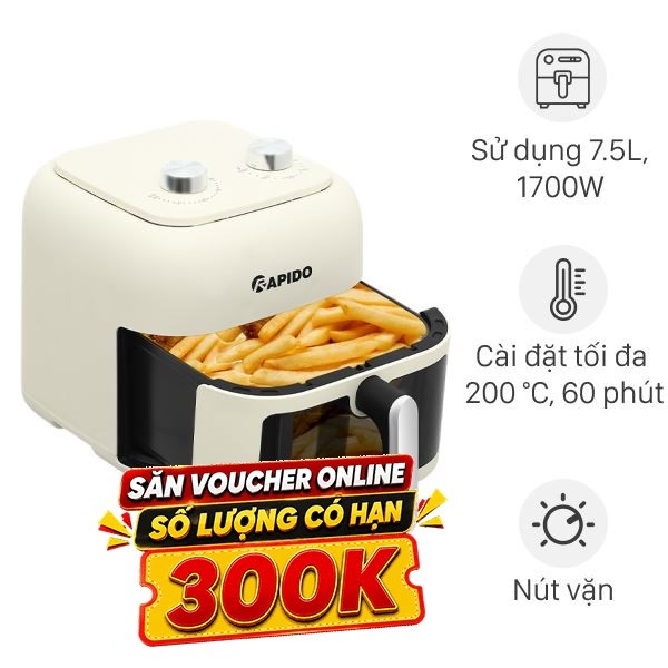 Nồi chiên không dầu Rapido 7.5 lít RAF-7.5M3