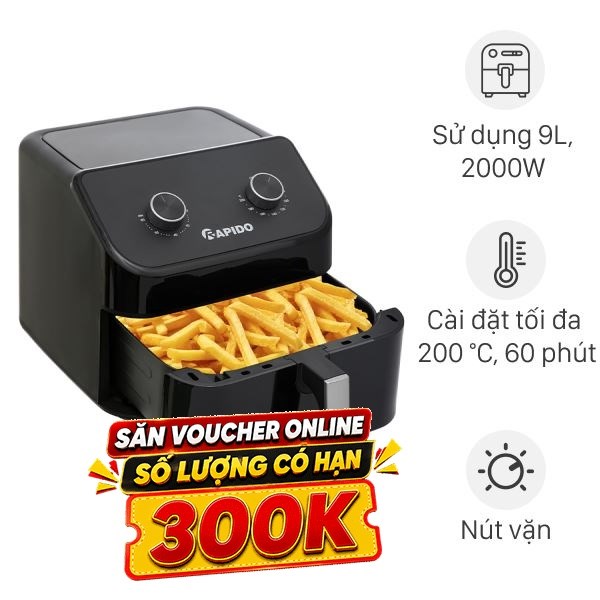 Nồi chiên không dầu Rapido 9 lít RAF-9.0M