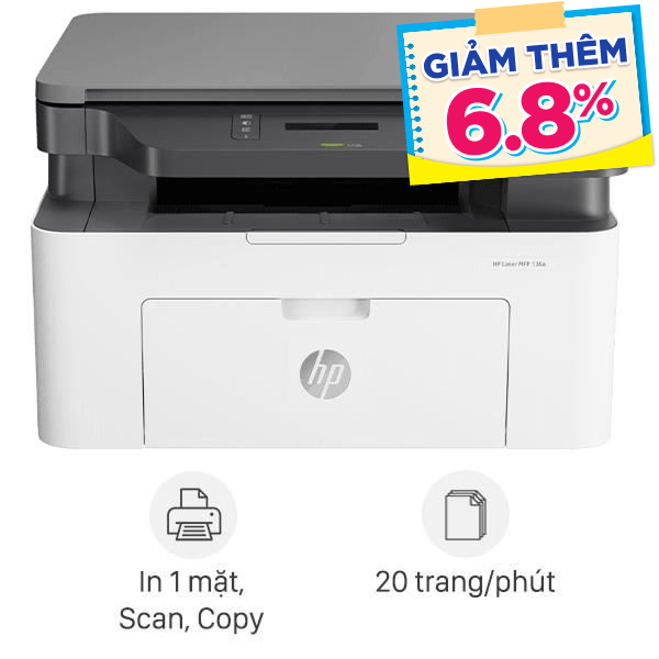 Máy in laser trắng đen HP LaserJet MFP 136a (4ZB85A)
