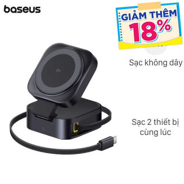 Đế sạc nhanh không dây 2 in 1 Baseus PicoGo BSW-540 kèm Cáp Type C - Type C