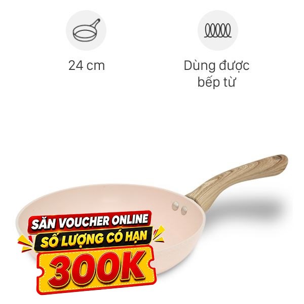 Chảo nhôm chống dính vân đá đáy từ Sunhouse Trendy SFP24P