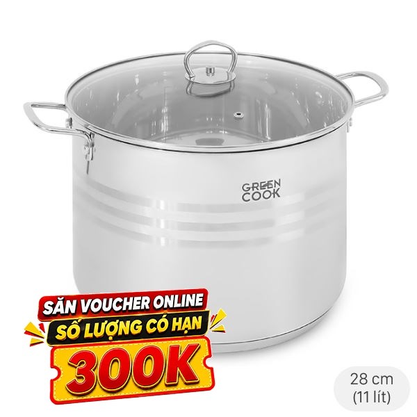 Nồi luộc gà inox 5 đáy Green Cook GCS243-28IH