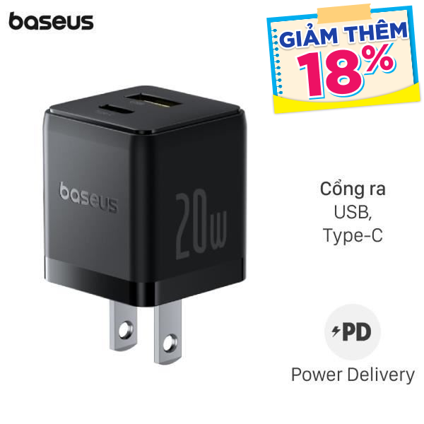 Sạc nhanh 2 cổng Baseus Palm CCZC20US