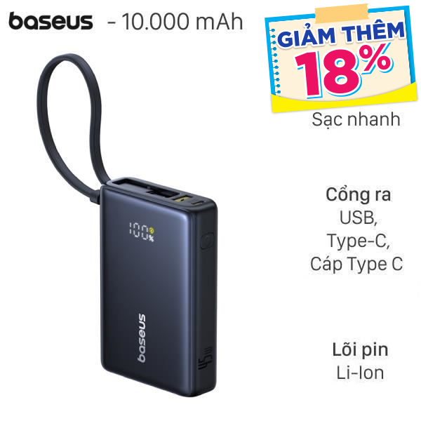 Baseus PicoGo 45W PPPG-1W45C kèm Cáp Type C