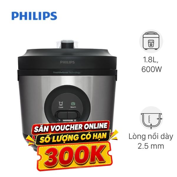 Nồi cơm nắp gài Philips 1.8 lít HD3213/31