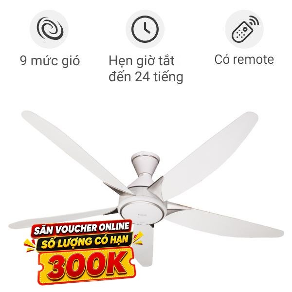 Quạt trần Panasonic 5 cánh F-60GDS-WS 40W
