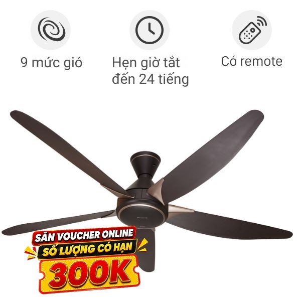 Quạt trần Panasonic 5 cánh F-60GDS-BS 40W