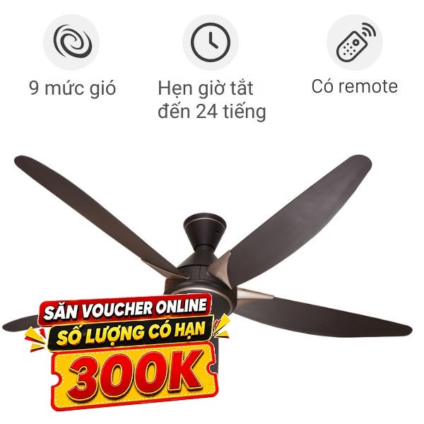 Quạt trần Panasonic 5 cánh F-60GDS-BS 40W