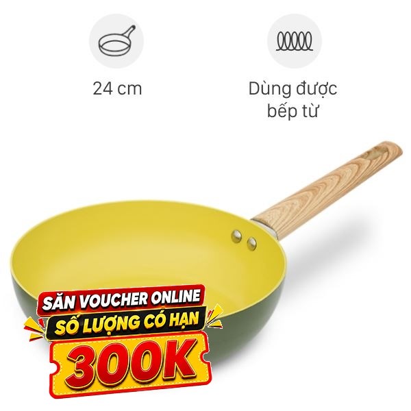 Chảo nhôm sâu chống dính vân đá đáy từ Elmich EL-5978OV24