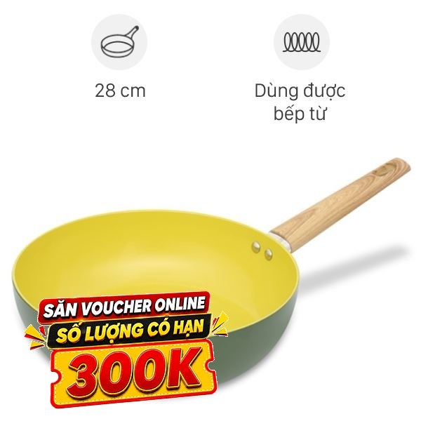 Chảo nhôm sâu chống dính vân đá đáy từ Elmich EL-5978OV28