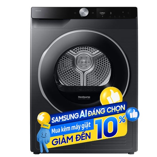 Máy sấy bơm nhiệt Samsung 9 kg DV90T6240LB/SV