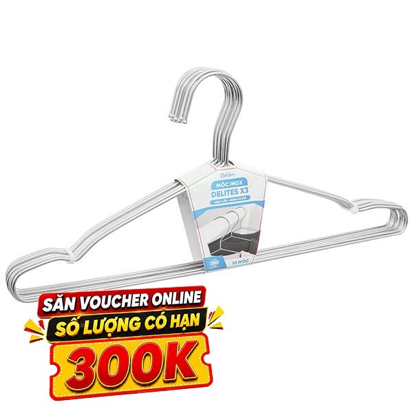 Bộ 10 móc quần áo inox Delites X3