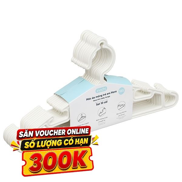 Bộ 10 móc quần áo trẻ em nhựa Inochi Hara 185 HIN.MOBE.0185