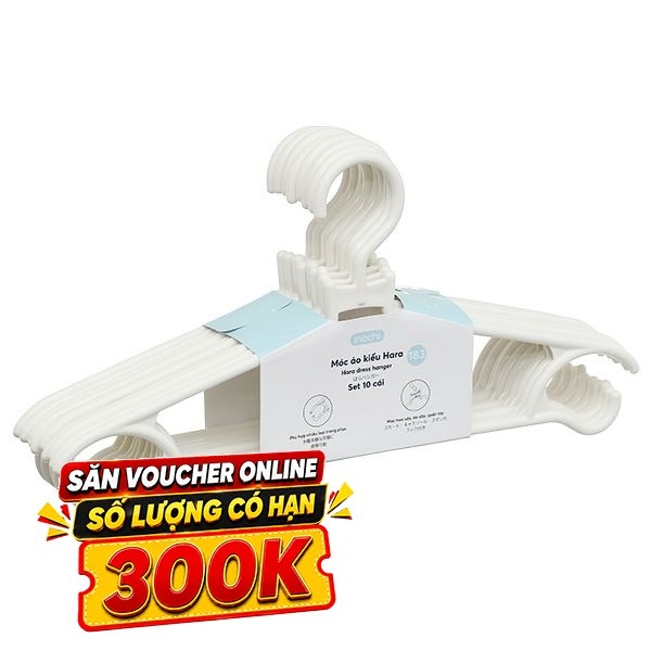 Bộ 10 móc quần áo nhựa Inochi Hara 183 HIN.MOBE.0183