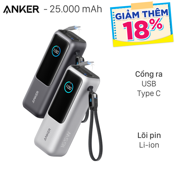 Anker Zolo 165W A1695 kèm cáp dây rút Type C