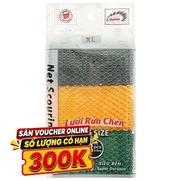 Bộ 3 miếng rửa chén dạng lưới Samran NS-XL3