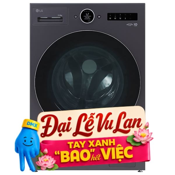 LG Inverter Giặt 15 Kg - Sấy 8 Kg F2515RNTG