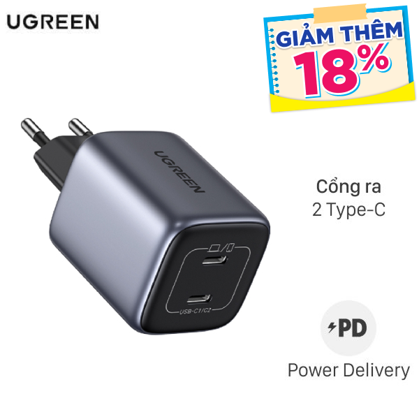 Sạc nhanh 2 cổng Ugreen Nexode CD294 90573