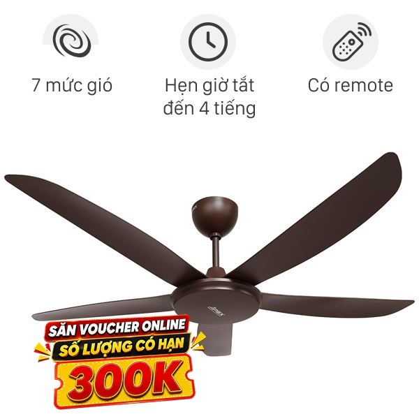 Quạt trần Sunhouse 5 cánh APF7665B 50W