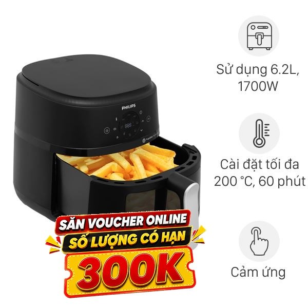 Nồi chiên không dầu Philips 6.2 lít NA231/00